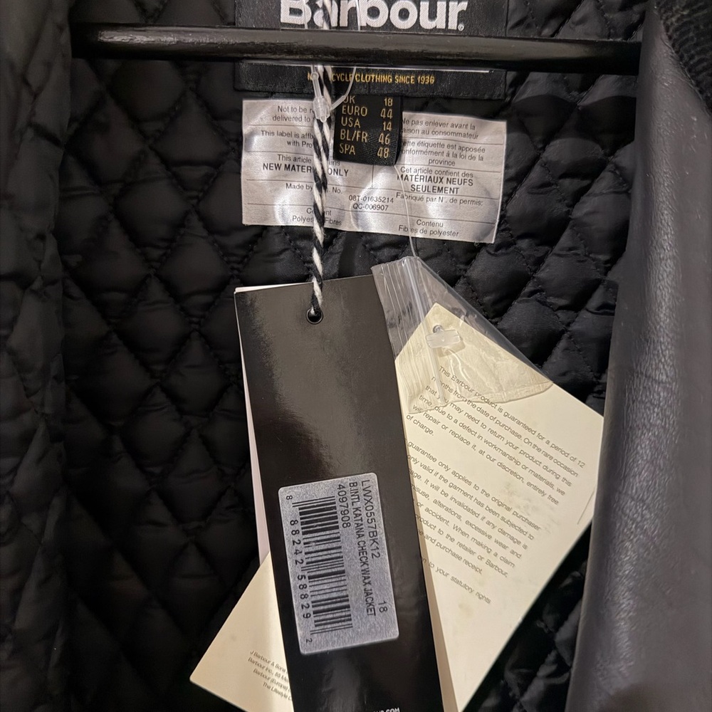 Barbour Black/Grey Plaid Asymmetric Moto Jacket NEW - Picture 3 of 10
